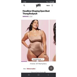 New XXL Fabletics Yitty Brown Sugar Headliner Shaping Open Bust Thong Bodysuit